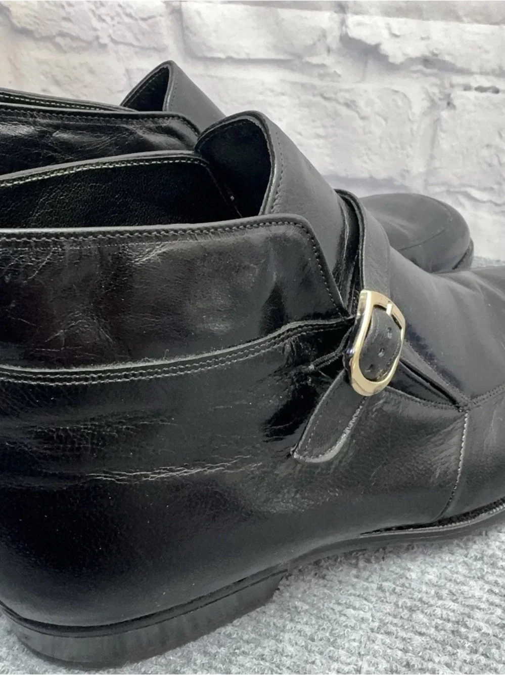 Florsheim Imperial Lindsey Black Leather Monk Strap Ankle Boots USA Men’s 10 3E